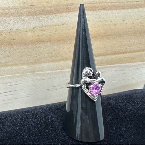 Sterling silver mother’s love ring with pink gemstone 925 - Picture 4 of 4